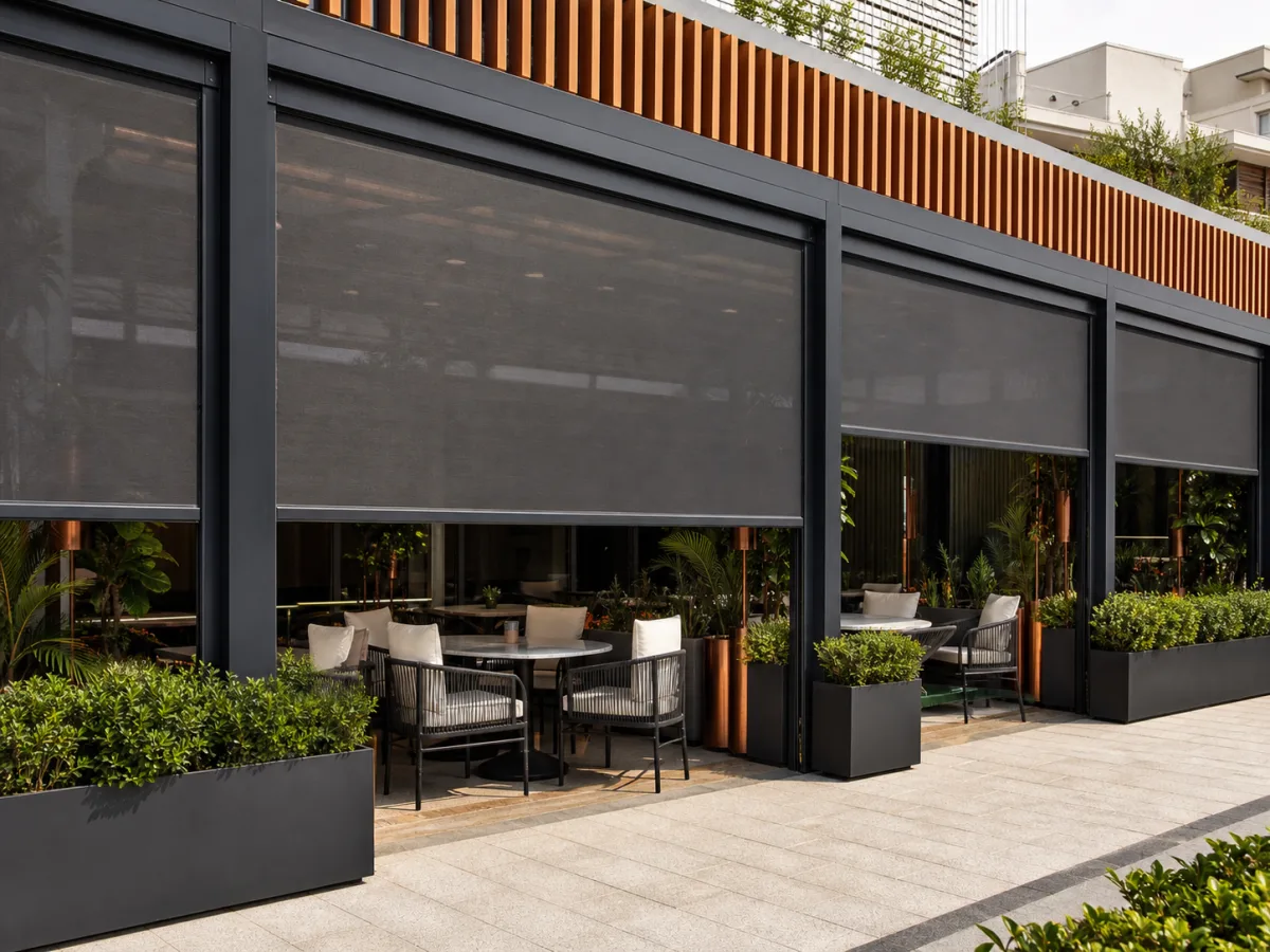 Kafe ve restoran cephelerinde konforlu dış alanlar